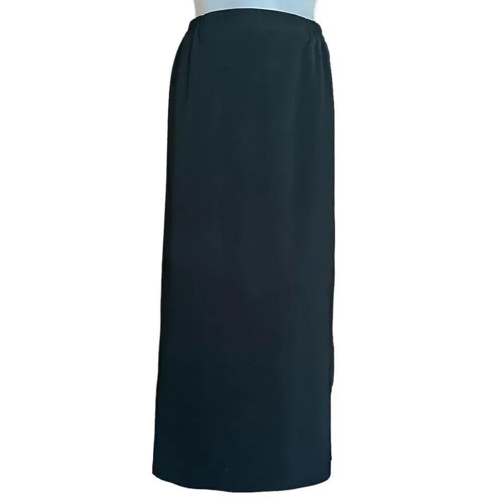 Vintage Black Pencil Dark Academia Neutral Minimalist Maxi Business Winter Skirt